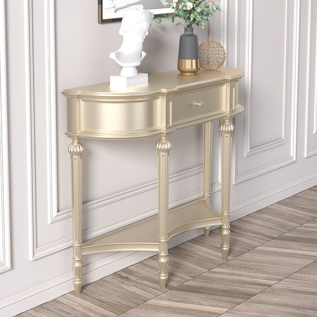 Birch Console Table with 4 Legs and Shelf 34.64" High Accent Table