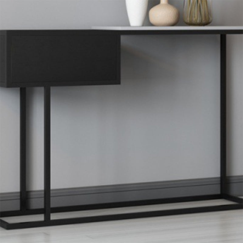 31.49" High Accent Console Table with Iron Frame Base and Storage Shelf, Black