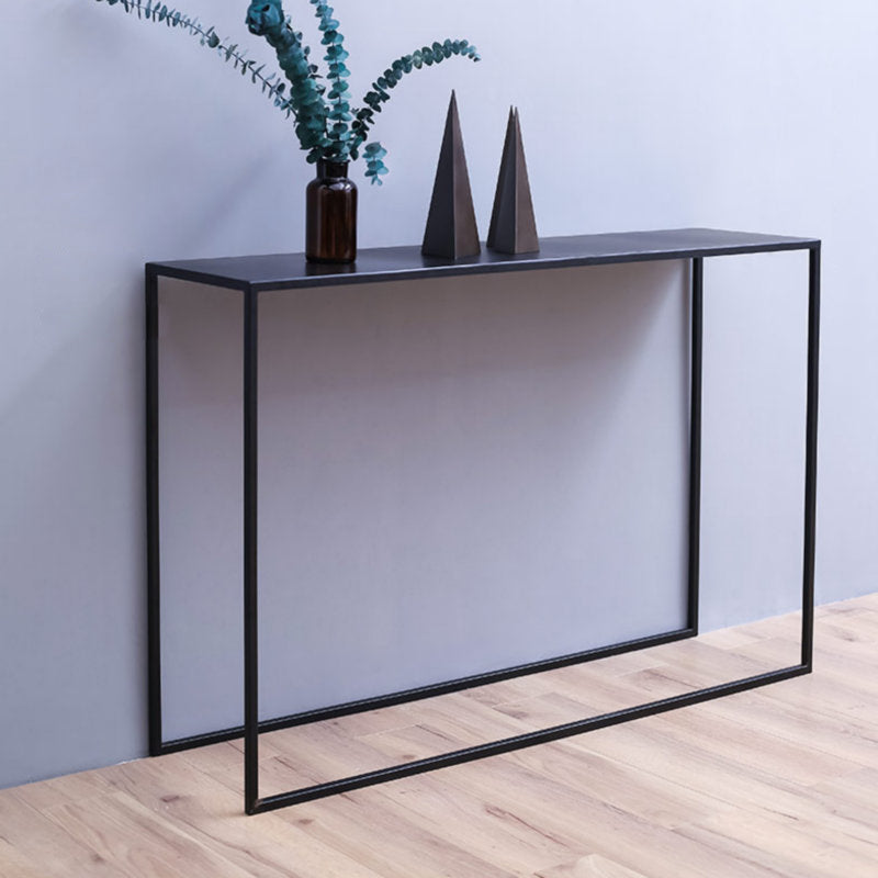 Contemporary Hall Metal Console Accent Table  with Sled-base in Black