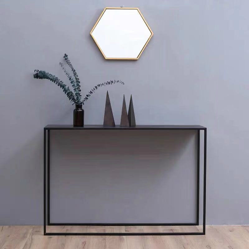 Contemporary Hall Metal Console Accent Table  with Sled-base in Black