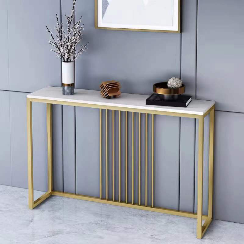 Glam Marble Iron Rectangle Console Table Stain Resistant Frame Sofa Console Table