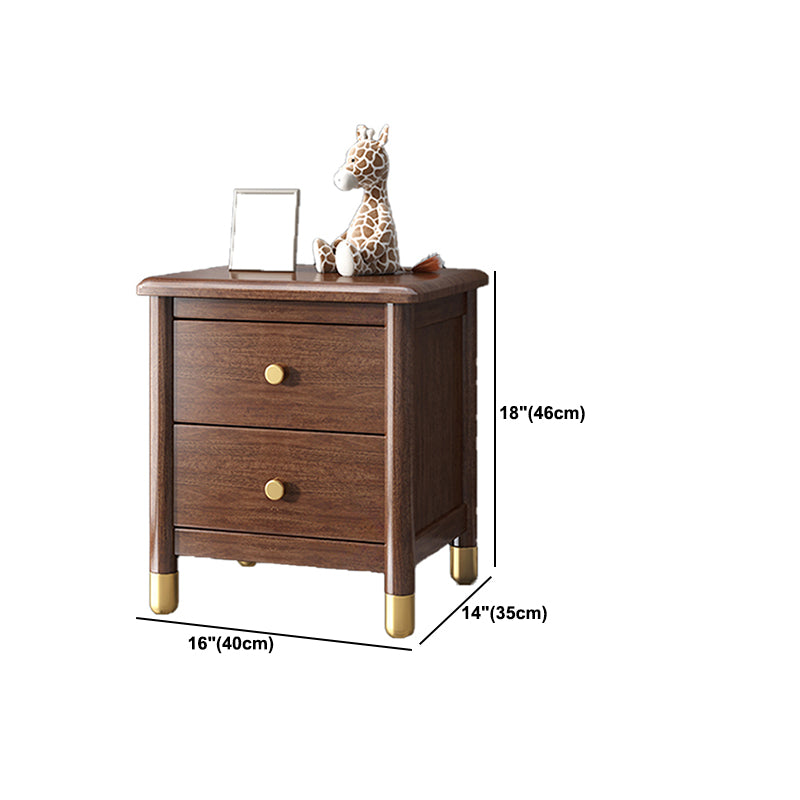 Modern Solid Wood Nightstand Drawer Storage Walnut Legs Included Night Table in Brown