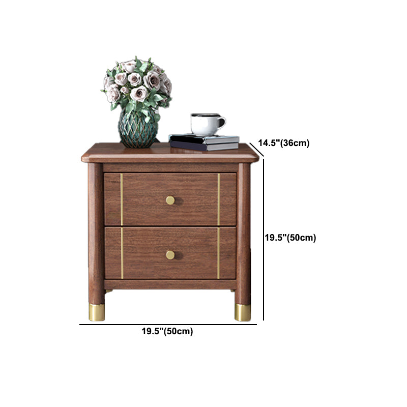 Modern Solid Wood Nightstand Drawer Storage Walnut Legs Included Night Table in Brown