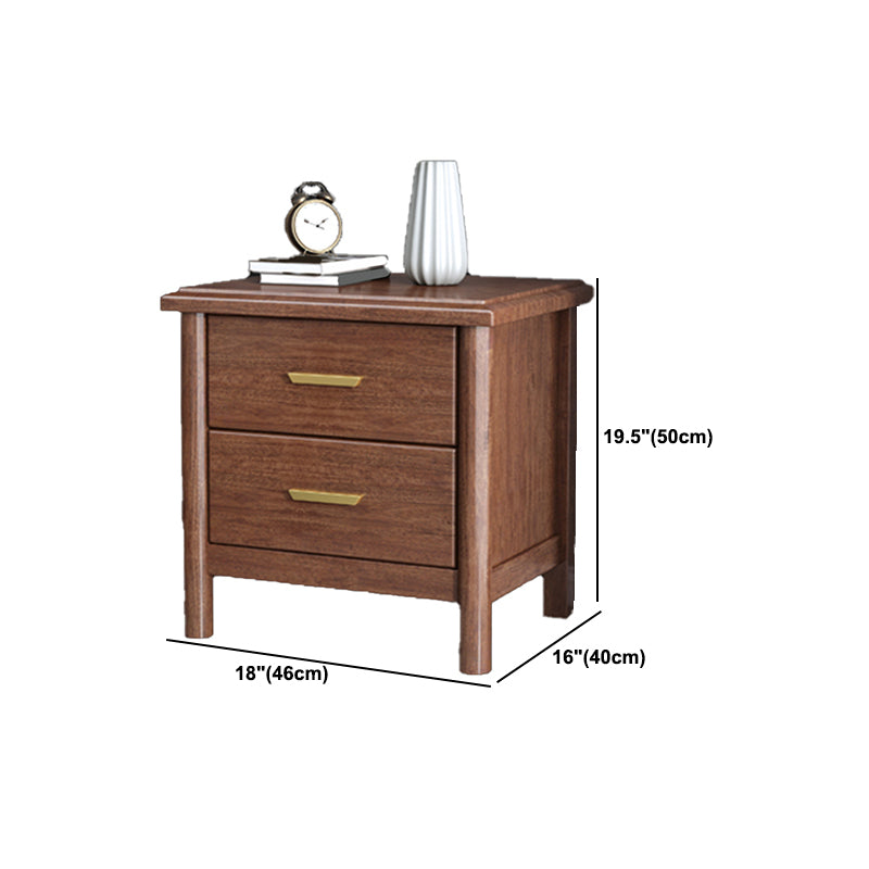 Modern Solid Wood Nightstand Drawer Storage Walnut Legs Included Night Table in Brown