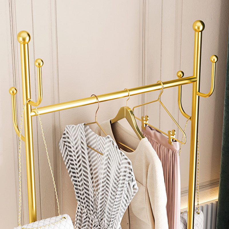 Glam Hall Tree Metal 4 Hooks No Distressing Free Standing Coat Rack