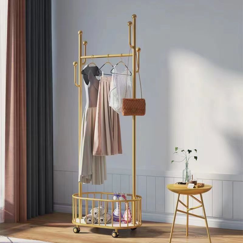 Gorgeous Bedroom Coat Rack Hooks Metal Coat Rack with Storage Basket