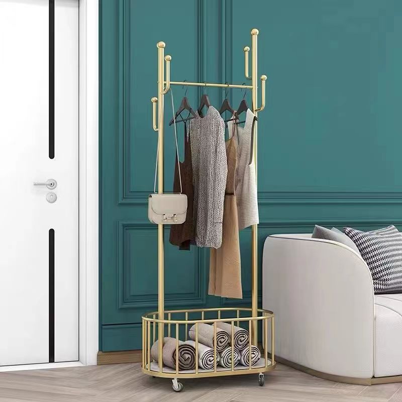 Gorgeous Bedroom Coat Rack Hooks Metal Coat Rack with Storage Basket