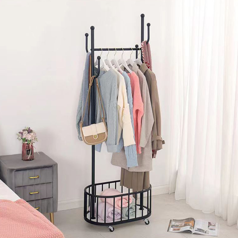 Gorgeous Bedroom Coat Rack Hooks Metal Coat Rack with Storage Basket