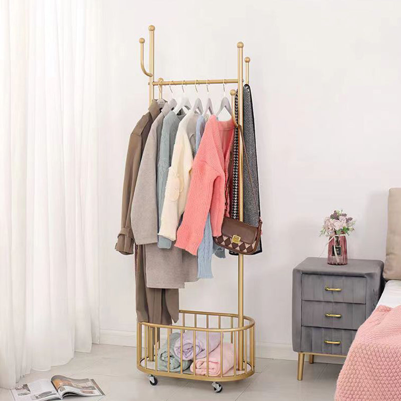 Gorgeous Bedroom Coat Rack Hooks Metal Coat Rack with Storage Basket