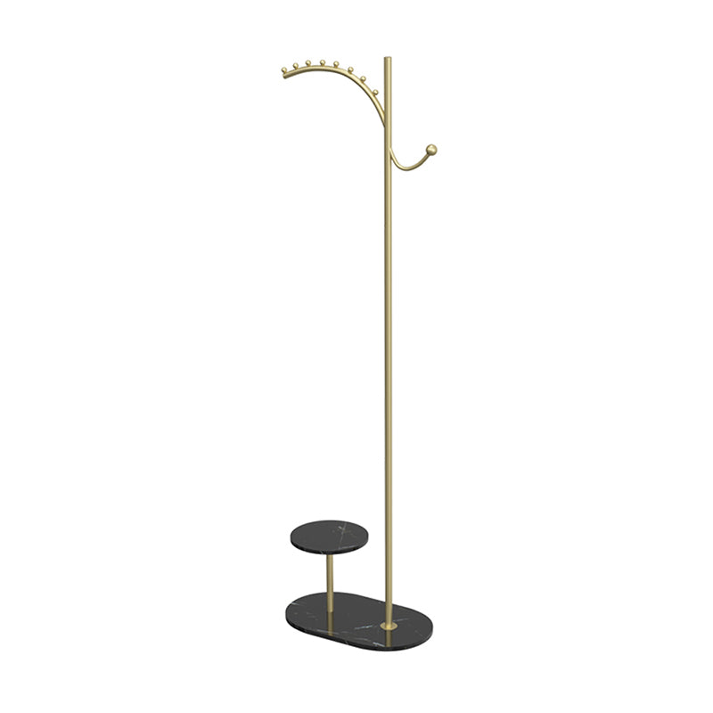 Modern Metal Hall Tree Entryway Hook and Marble Table Coat Hanger