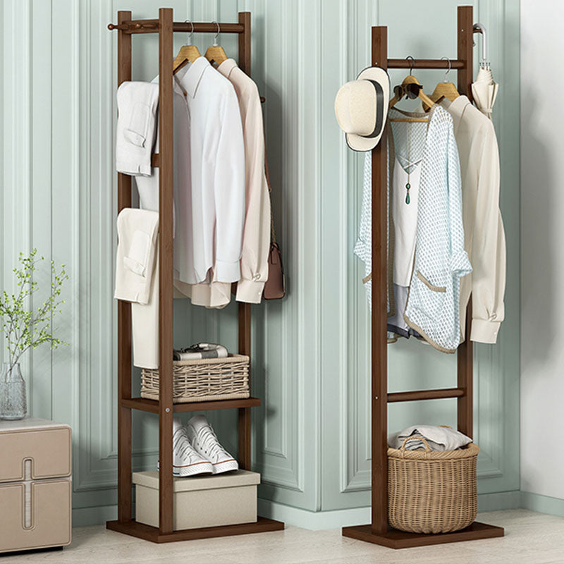 Gorgeous Free Standing Coat Rack Hanging Rail Hooks with Storage Shelf