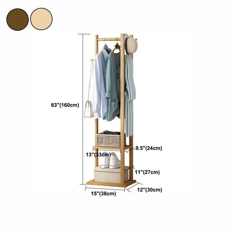 Gorgeous Free Standing Coat Rack Hanging Rail Hooks with Storage Shelf