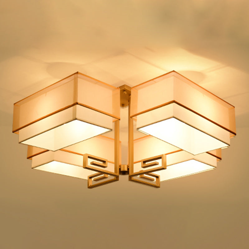 New Chinese Style Iron Ceiling Light Square Shape Ceiling Lamp for Living Room