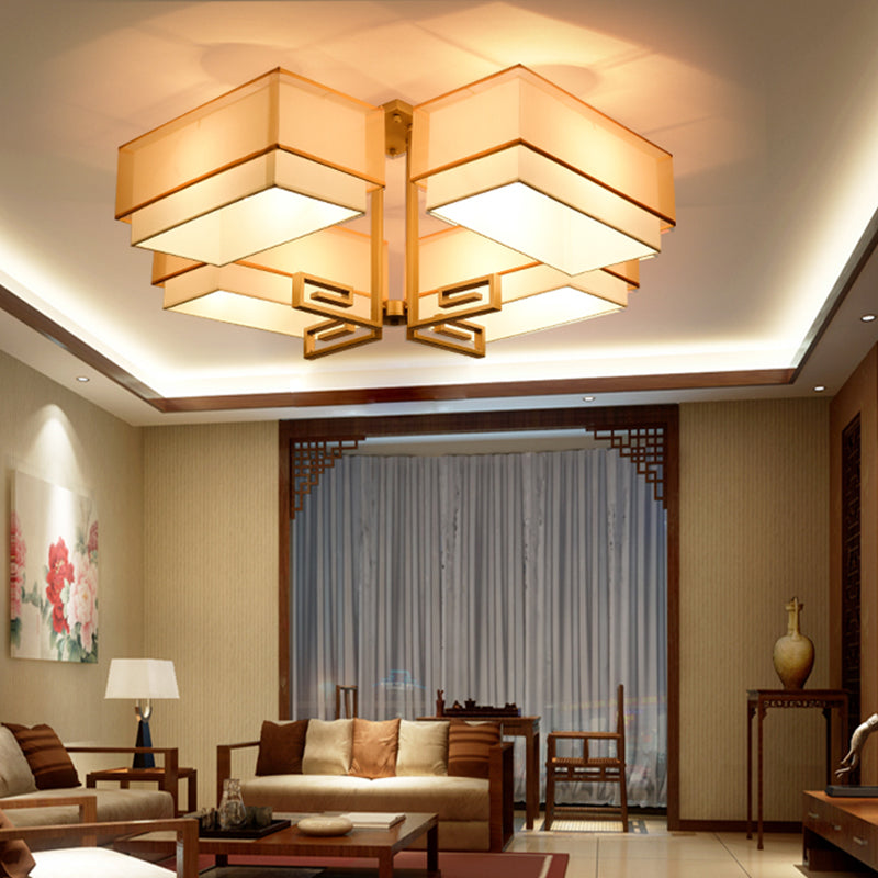 New Chinese Style Iron Ceiling Light Square Shape Ceiling Lamp for Living Room