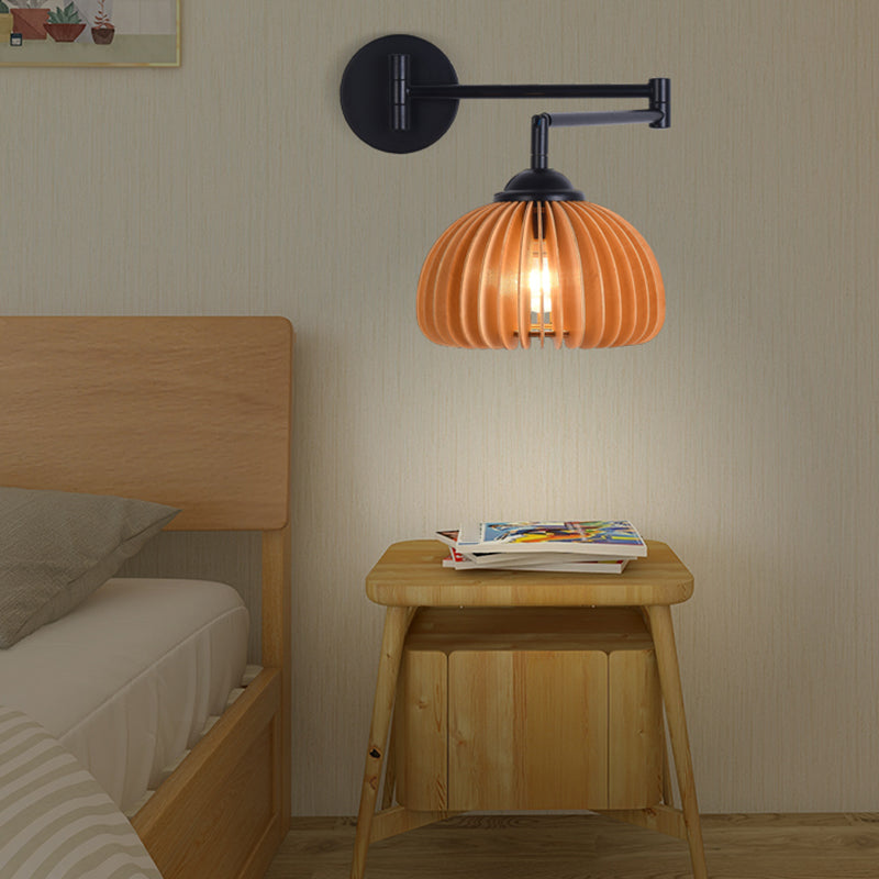 1 - Light Flexible Wall Sconce Minimalist Metal and Wood Wall Light