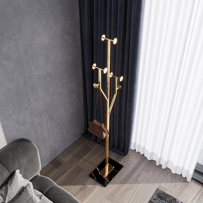 Luxurious Coat Hanger Free Standing Marble Bottom Metal Coat Rack for Bedroom