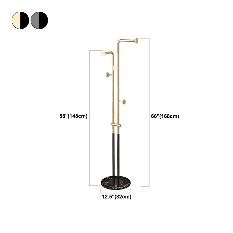 Luxurious Coat Hanger Free Standing Marble Bottom Metal Coat Rack for Bedroom