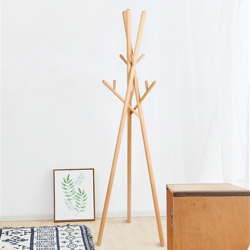 Wooden Hall Tree Entryway Kt with Hooks Free Standing Coat Hanger