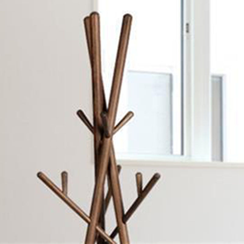 Wooden Hall Tree Entryway Kt with Hooks Free Standing Coat Hanger