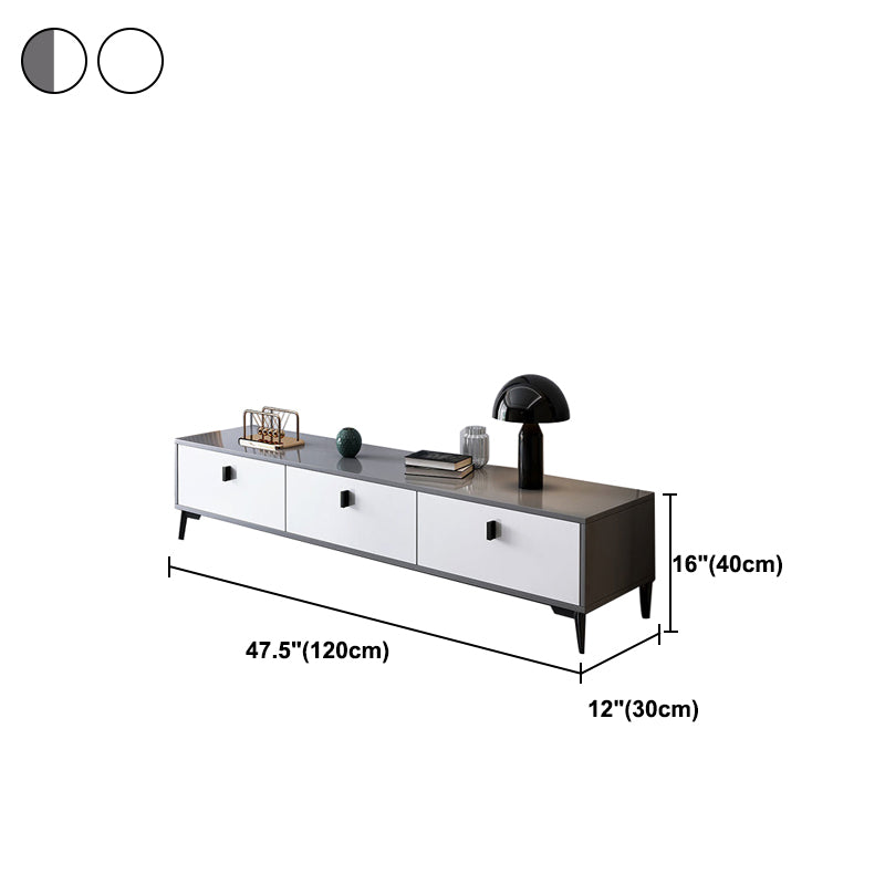 3 / 4 Doors Modern TV Stand Wood Closed Storage TV Media Stand , 12" D X 16" H