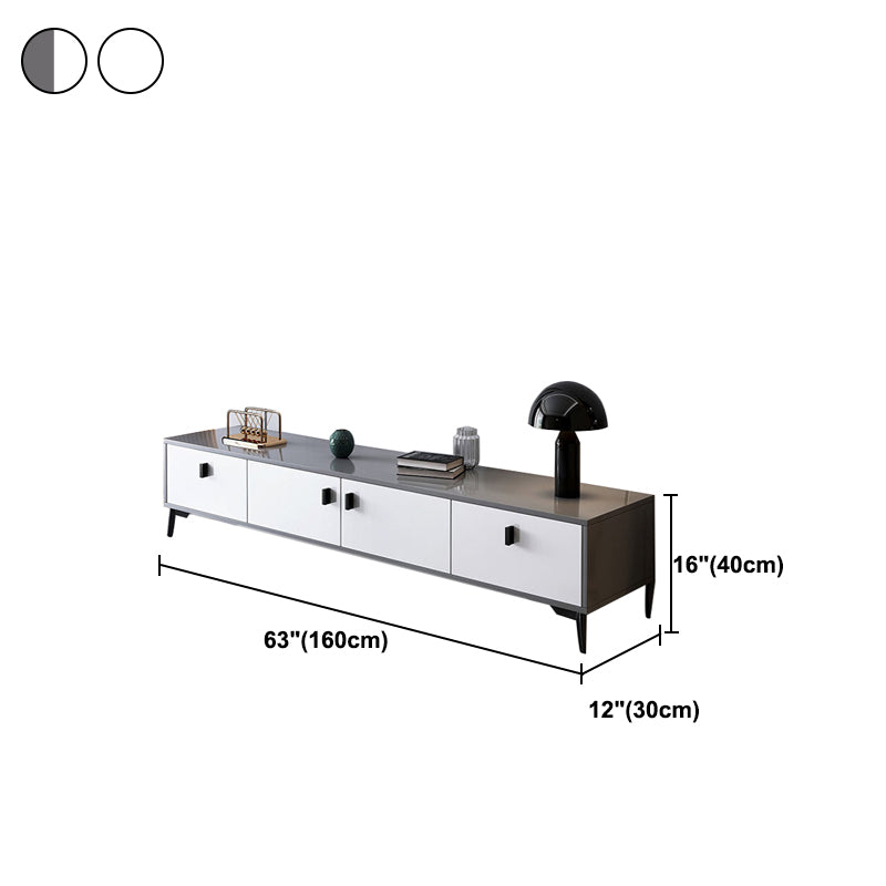 3 / 4 Doors Modern TV Stand Wood Closed Storage TV Media Stand , 12" D X 16" H