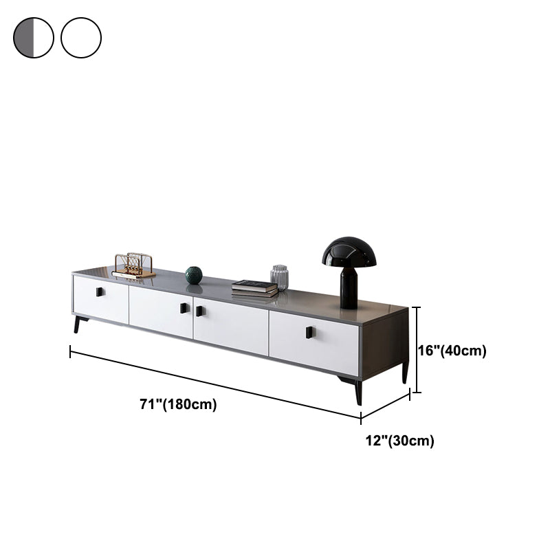 3 / 4 Doors Modern TV Stand Wood Closed Storage TV Media Stand , 12" D X 16" H