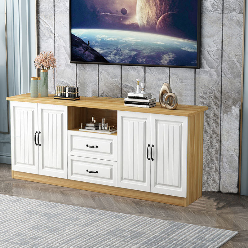 Modern Wooden TV Stand Open Storage TV Console with Drawers and Doors , 16" D X 27.5" H