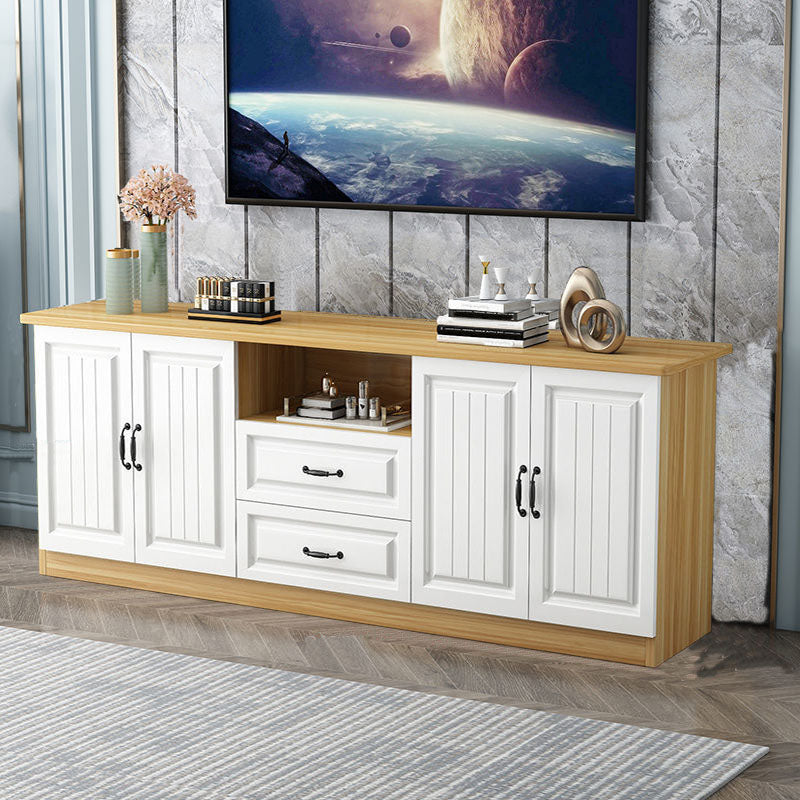 Modern Wooden TV Stand Open Storage TV Console with Drawers and Doors , 16" D X 27.5" H