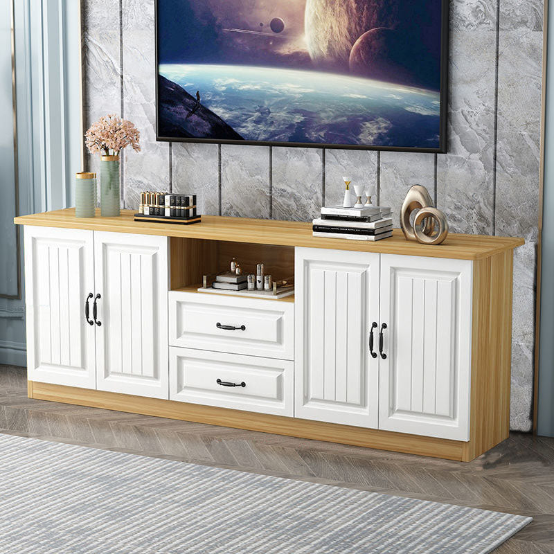 Modern Wooden TV Stand Open Storage TV Console with Drawers and Doors , 16" D X 27.5" H