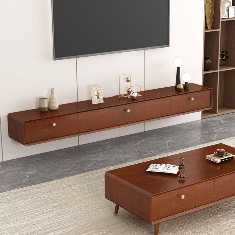 Modern Solid Wood TV Stand Wall-mounted TV Console with Drawers and Doors