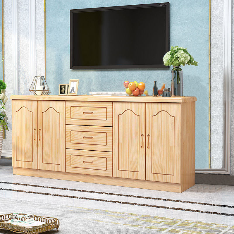 Modern Style Pine Wood TV Stand Closed Storage TV Console with 3 Drawers