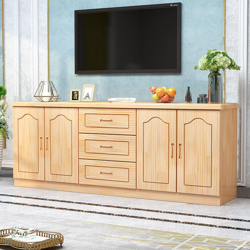 Modern Style Pine Wood TV Stand Closed Storage TV Console with 3 Drawers