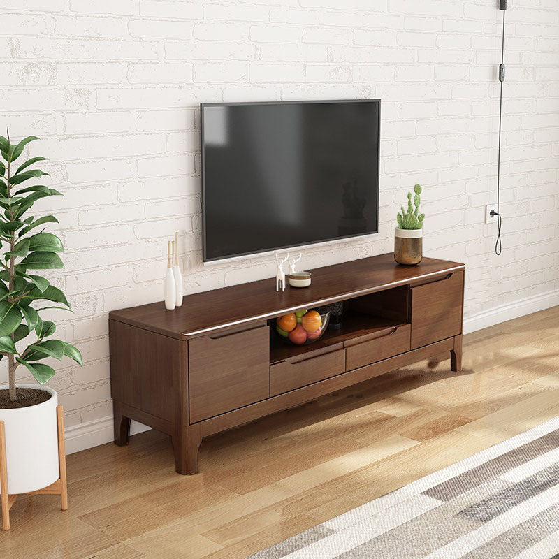 Modern Living Room TV Stand Rubber Wood TV Console with Drawers , 15" D / 16.5" D