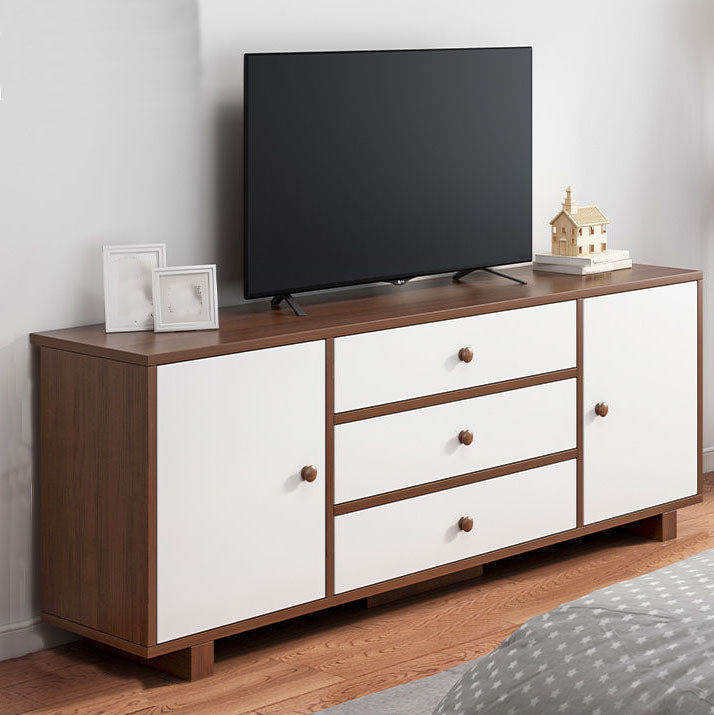 12" D Modern Wooden TV Stand Console Open Storage TV Stand with Drawers and Doors