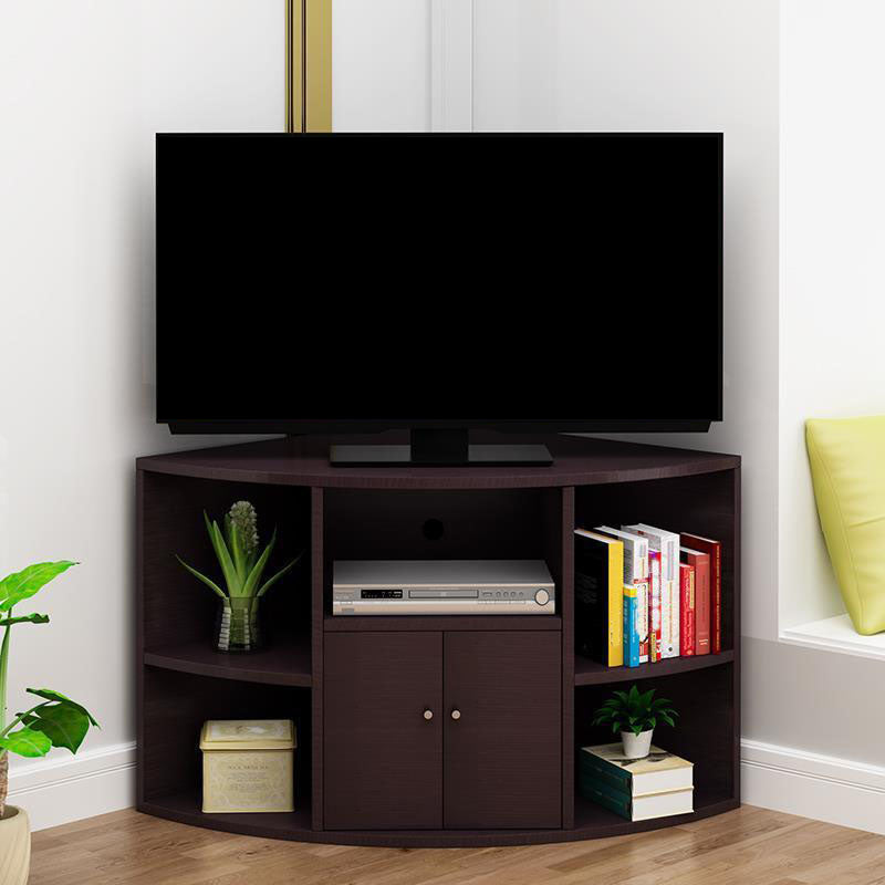 Contemporary Corner TV Stand Console Wooden TV Stand with 2 Doors