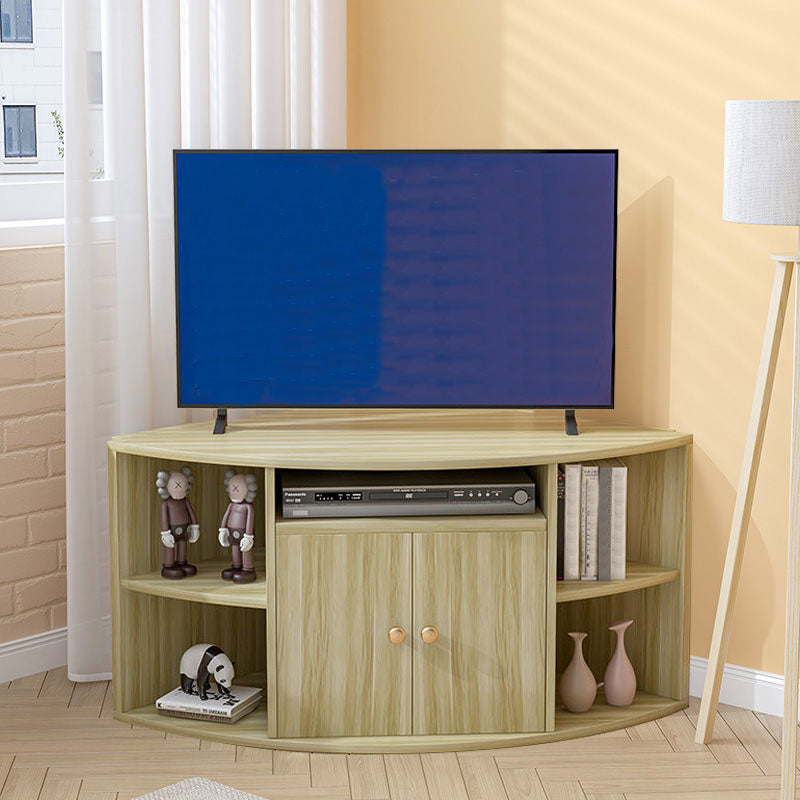 Contemporary Corner TV Stand Console Wooden TV Stand with 2 Doors