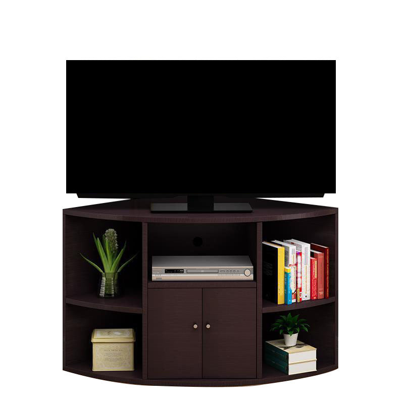 Contemporary Corner TV Stand Console Wooden TV Stand with 2 Doors