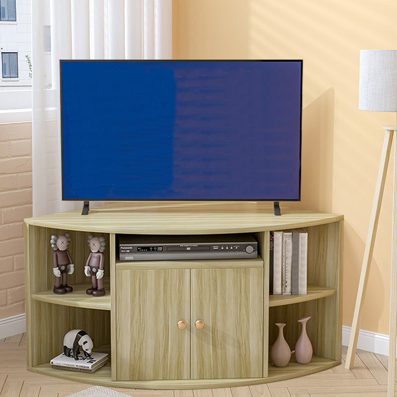 Contemporary Corner TV Stand Console Wooden TV Stand with 2 Doors