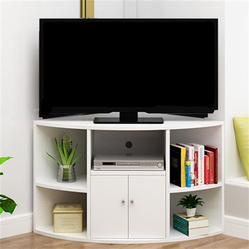 Contemporary Corner TV Stand Console Wooden TV Stand with 2 Doors