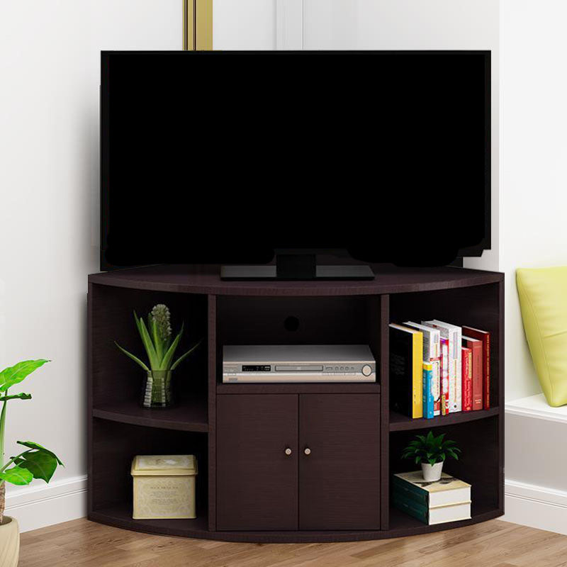 Contemporary Corner TV Stand Console Wooden TV Stand with 2 Doors