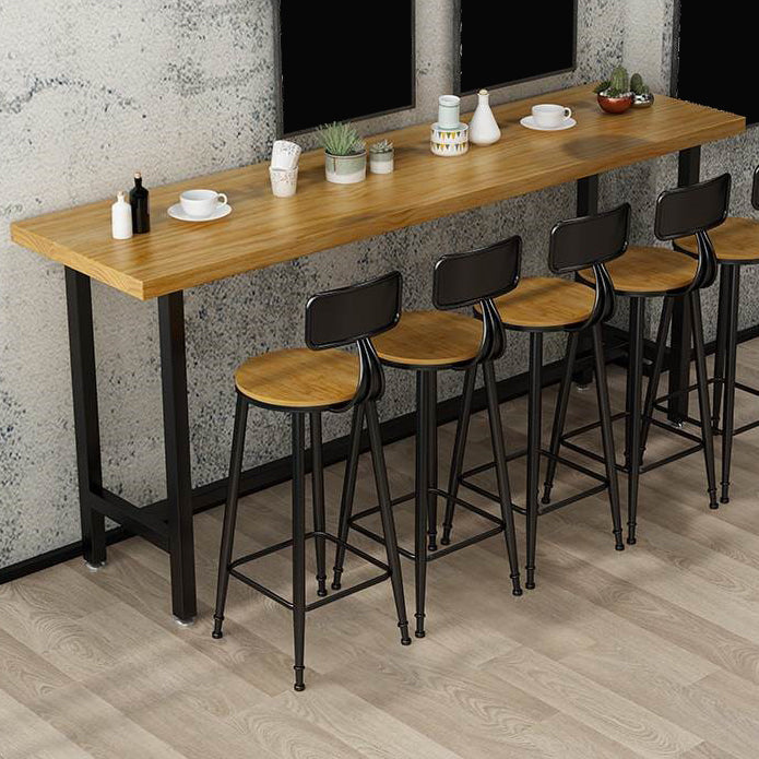 Modern Style Rectangle Bar Table Solid Wood Bistro Bar Desk with Trestle Base