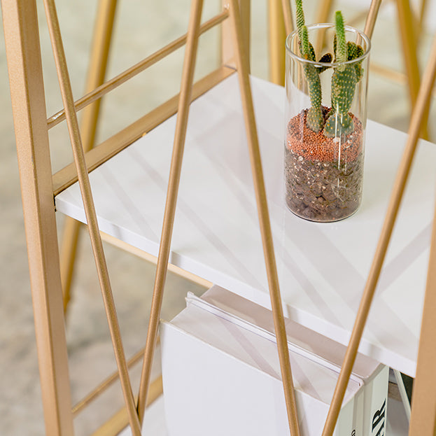 Glam Gold Metal Frame Pub Table for Small Places White Rectangle Bar Table