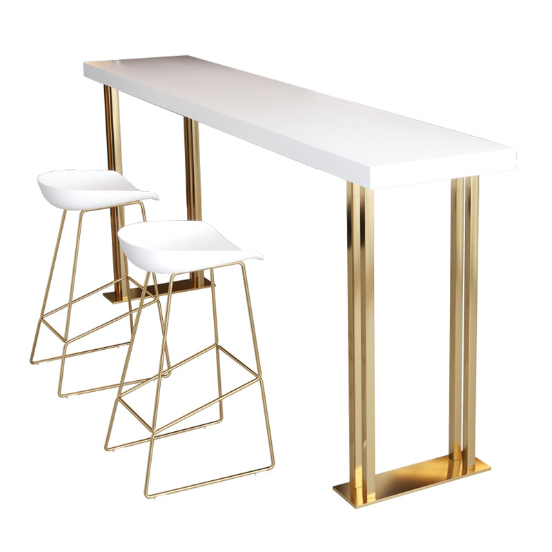 Glam Style Rectangle Bar Table Solid Wood Bar Wine Table with Wine Sled Base