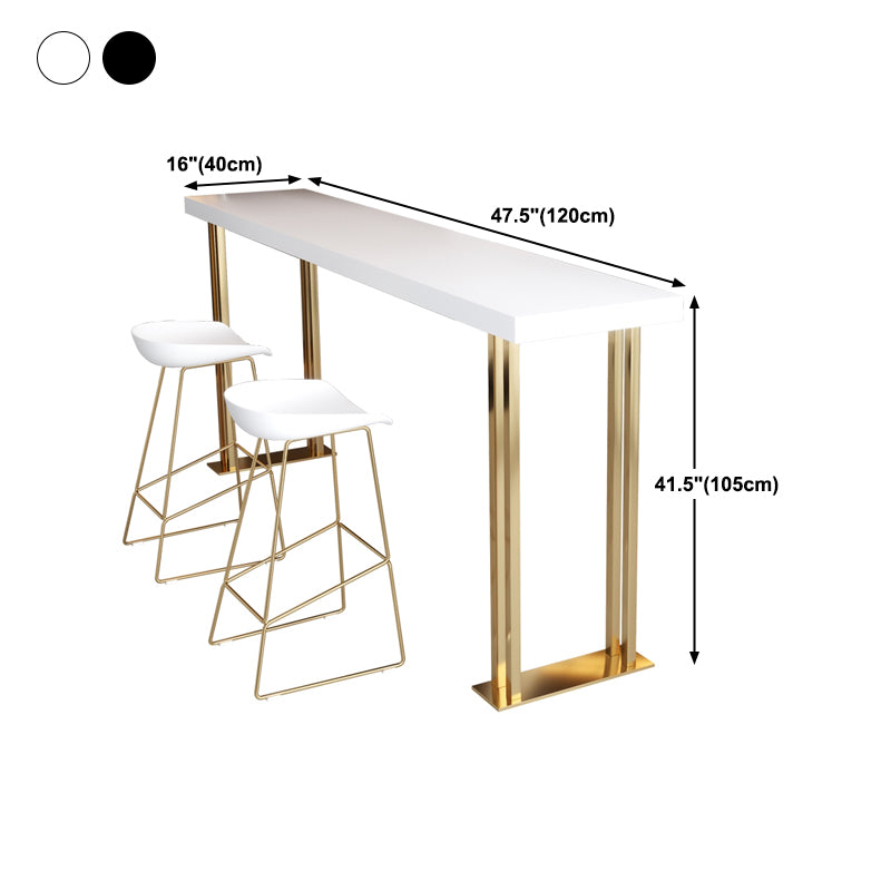 Glam Style Rectangle Bar Table Solid Wood Bar Wine Table with Wine Sled Base