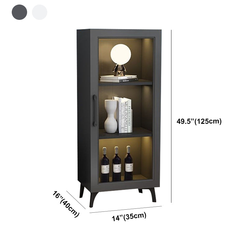 Contemporary Side Board Glass Door Engineered Wood Sideboard for Dining Room