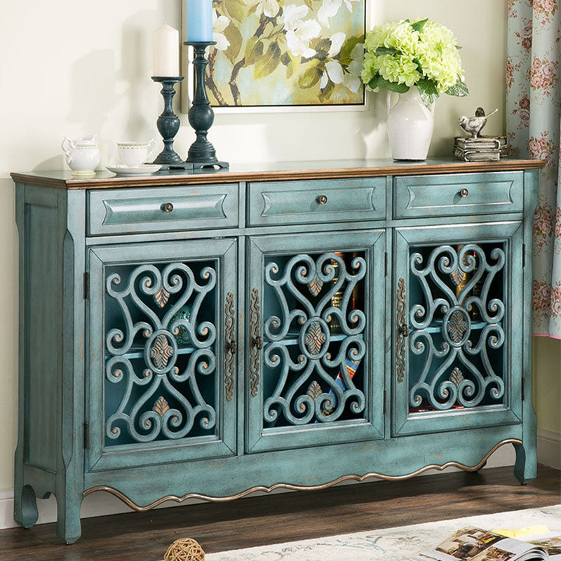 Glam Style Server Solid Wood Sideboard with Door for Dining Room