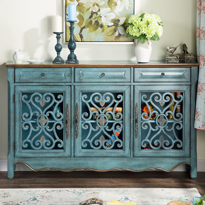 Glam Style Server Solid Wood Sideboard with Door for Dining Room