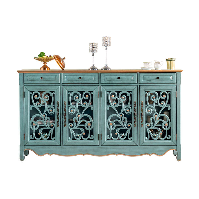 Glam Style Server Solid Wood Sideboard with Door for Dining Room