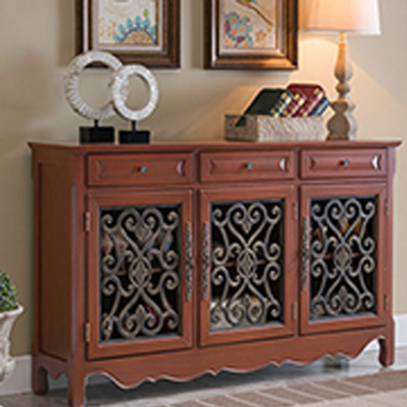 Glam Style Server Solid Wood Sideboard with Door for Dining Room