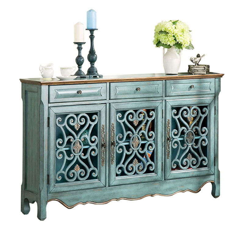 Glam Style Server Solid Wood Sideboard with Door for Dining Room